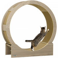 Pawhut 36 Inch Cat Wheel Exerciser For Indoor Cats, Cat Treadmill With Carpeted Runway And Brake, Cat Running Toy For Fitness & Healthy, Walnut