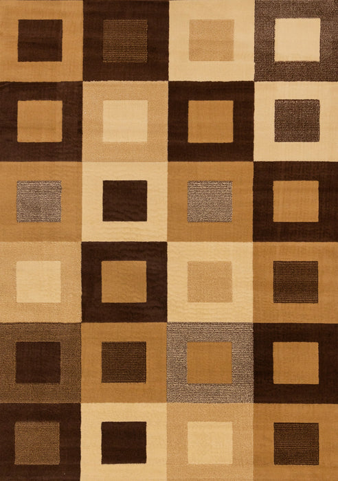 Florence Brown Beige Layered Squares Rug, 5'3\" x 7'5\" Indoor Area Rug