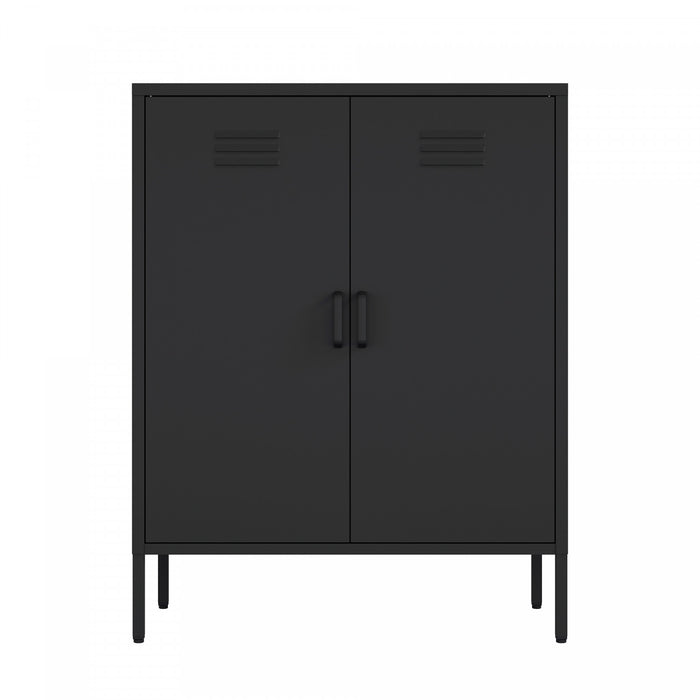 Naomi Modern 32\" Metal Accent Cabinet in Black