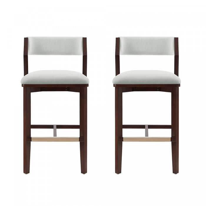 Patricia Modern Wood Upholstered Barstool in White Glacier - Set of 2