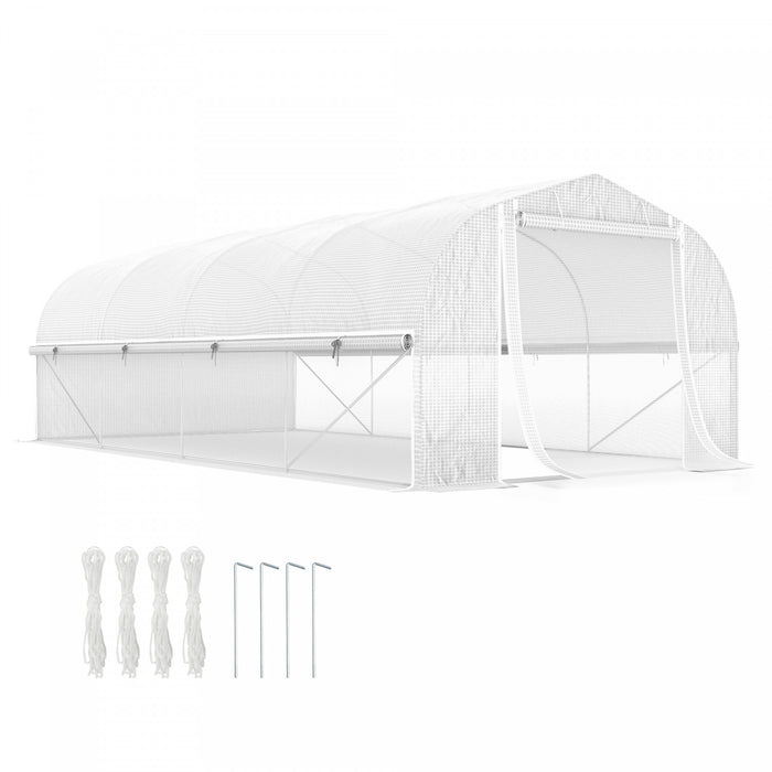 Outsunny 19.5' X 10' Tunnel Greenhouse Green House With Mesh Sidewalls Door