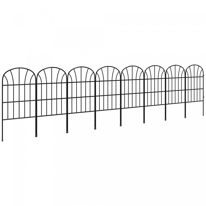 Outsunny 8.7' Garden Fence Metal Border Flower Edging Fencing, Pack of 8