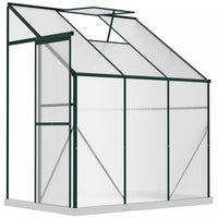 Outsunny 6' X 4' X 7' Aluminum Polycarbonate Lean-to Greenhouse, Outdoor Walk In Garden Green House 