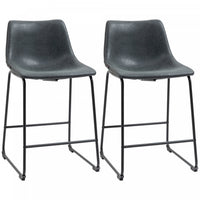 HOMCOM Bar Stools Set of 2, Counter Height Barstools with Back, Black