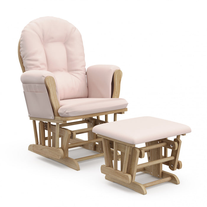 Storkcraft Hoop Glider and Ottoman - Natural/Pink
