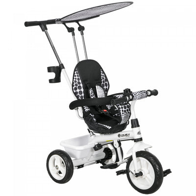 Qaba Kids Tricycle, 6 In 1 Push Bike Stroller With Removable Handlebar, Safety Fence And 5-point Har|Qaba Tricycle Pour Enfants, Poussette 4 En 1 Avec Guidon Amovible, Barriere De Securite Et Harnais 5