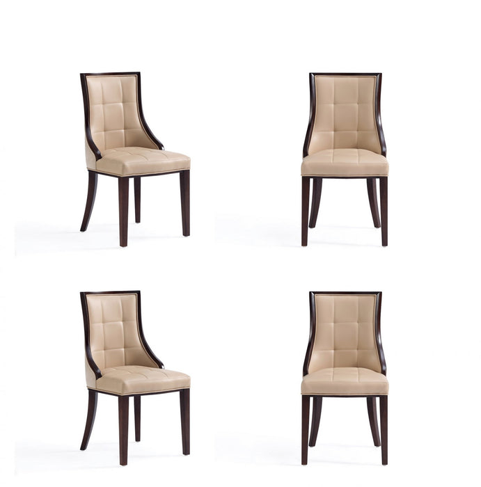 Fifth Avenue Traditional Wood Upholstered Dining Chair in Tan - Set of 4