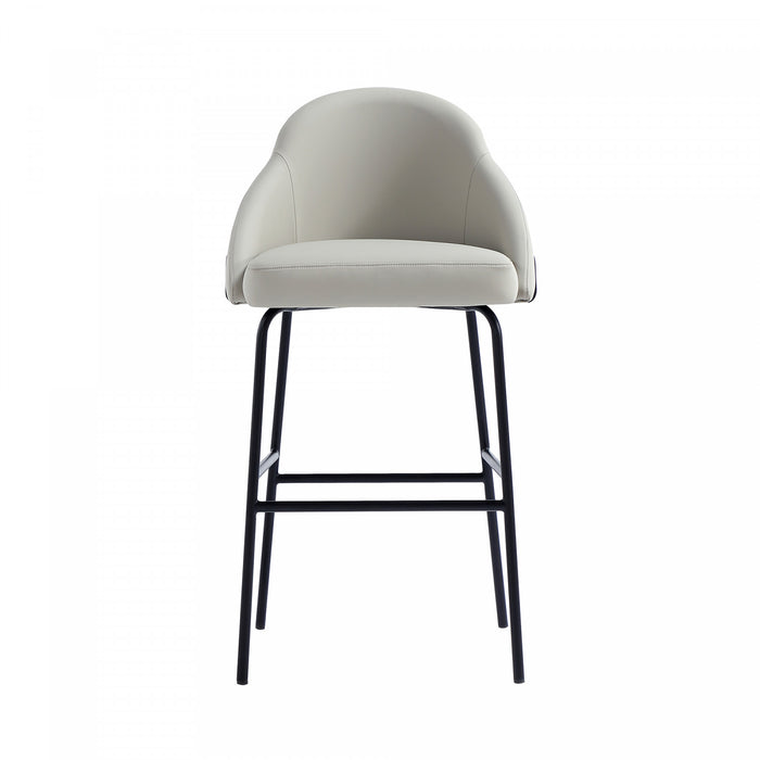Gracie Modern Metal Upholstered Barstool in Stone Gray and Black Armoire