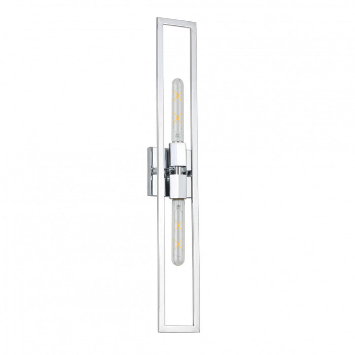 Dainolite Wisteria 2 Light Wall Sconce Tall Polished Chrome Lamp