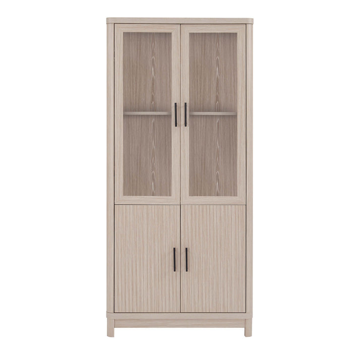Jodie Mid-Century Modern 31\" Bookcase Cabinet in Whitewashed Oak (6-Shelf)