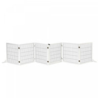 Pawhut Wooden Pet Gate, Dog Safety Barrier, Freestanding Foldable Fence, W/ 6 Panels, 2 Support Feet
