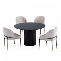 Flor and Hathaway Modern Industry Chic 5-Piece Dining Set in Wheat and Black 