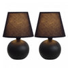 Simple Designs Mini Ceramic Globe 2-Piece Table Lamp Set - Black