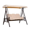 Outsunny 3 Seater Porch Swing Heavy Duty Outdoor Swing Chair Outdoor Lounge Hammock Cushioned Seat W/ Tilt Canopy, Beige