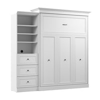 Bestar Versatile Queen Murphy Bed and Closet Organizer with Drawers (92 W) - White