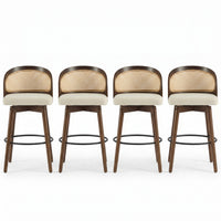 Calvin Indoor Counter Height Swivel Bar Stool Set of 4 with Ergonomic Backrest,Walnut