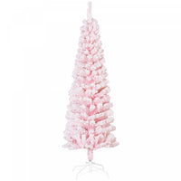 Homcom Snow Flocked Pencil Christmas Tree Slim Artificial Christmas Tree