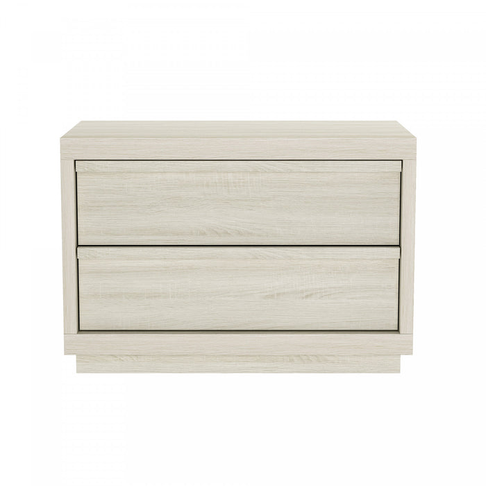 Navis Contemporary 32\" Nightstand in Whitewashed Oak (2-Drawer)