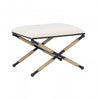 Ashburn Campaign Linen-Look Fabric Ottoman - Black