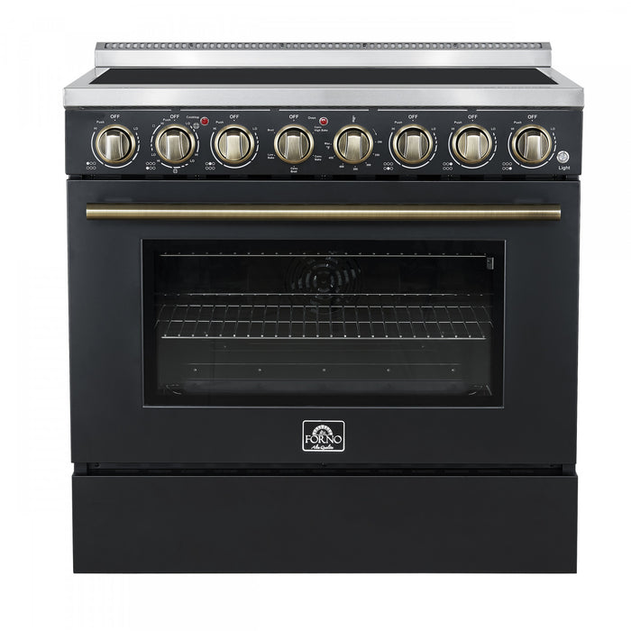 Forno Paolo 36 Inch Black Freestanding Electric Range, Black, 5.44 cu.ft., True Convection - FFSEL6011-36BLK