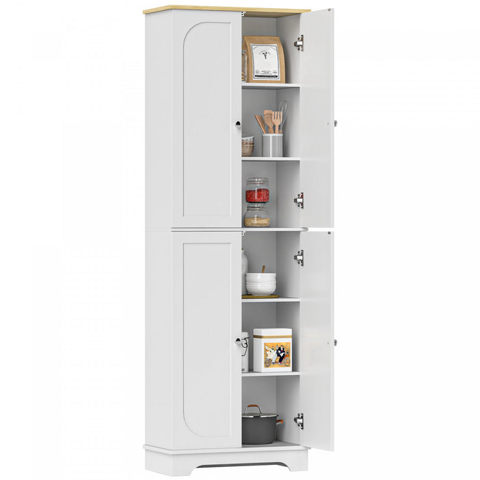 HOMCOM 72\" Tall Pantry Cabinet, Kitchen Pantry Cabinet with 4 Doors, White