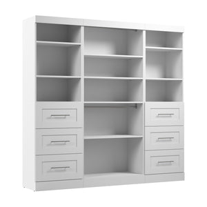 Bestar Pur 86 W Closet Organization System with Drawers - White