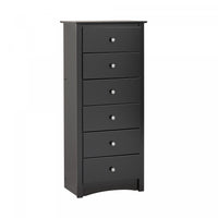 Jade Tall 6-Drawer Chest - Black