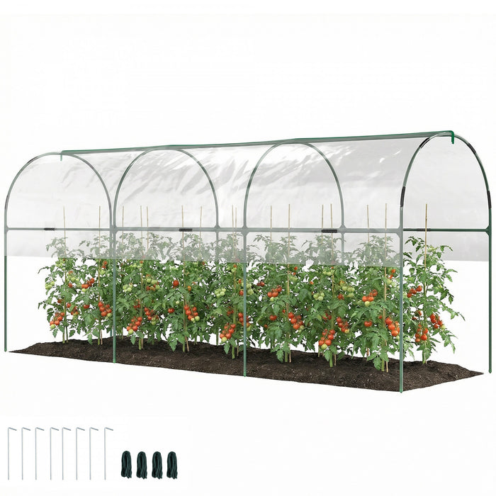 Outsunny Tunnel Tomato Greenhouse with 4 Hoops and Top Tap, Clear