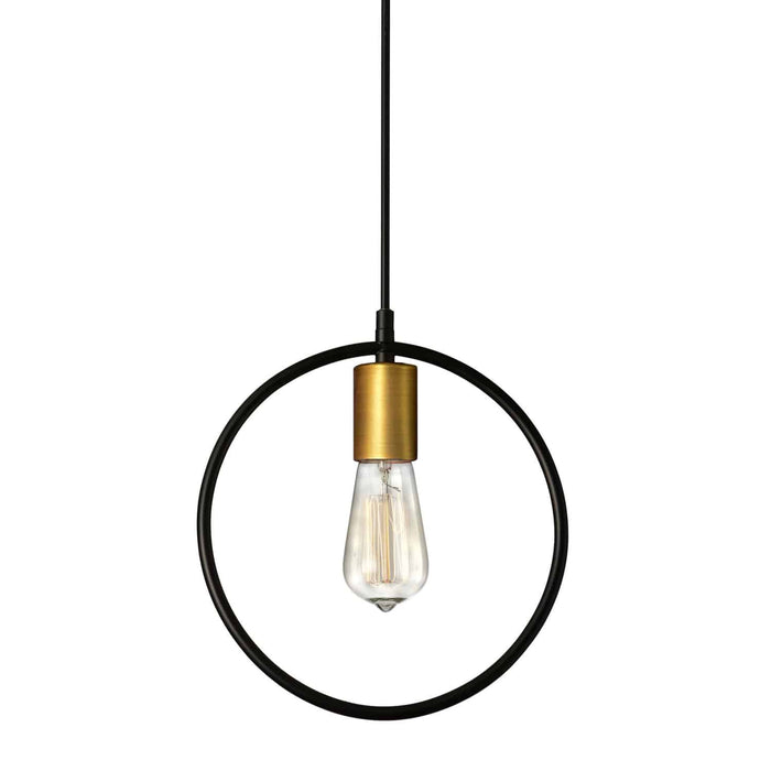 Dainolite Geometric 1 Light Pendant Circle Matte Black/Vintage Bronze Finish Lamp