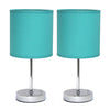 Simple Designs Chrome Mini Basic 2-Piece Table Lamp Set - Aqua
