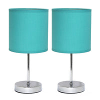 Simple Designs Chrome Mini Basic 2-Piece Table Lamp Set - Aqua