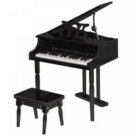 Homcom Modern Kids Piano, 30 Keys, Set Of 2, Mini Toy For Child, Grand Piano With Music Stand And Be