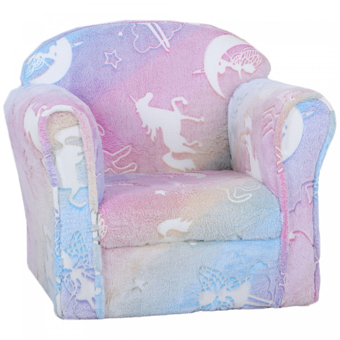 Qaba Toddler Chair, Kids Chair With Luminous Fairy Design, Wooden Frame, Kids Sofa For 18-36 Months, Multicolour