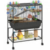 Pawhut Large Hamster Cage With 7\" Deep Tray, 3 Tier Rolling Gerbil Cage With Storage Shelf, Big Exercise Wheel, Tube System, Hut, Platforms, Ramps, For Syrian, Gerbil, Rat