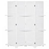 Homcom 4-panel Wood Room Divider With 3 Shelves 5.6ft