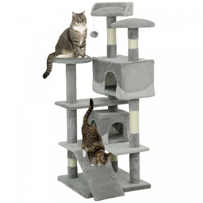 Pawhut 53" Cat Tree Tower, Large Cat Condo Furniture Multi-level Activity Center With Scratching Pos|Pawhut Arbre A Chat De 53 Po, Grand Meuble Pour Chat, Centre D'activites A Plusieurs Niveaux Avec Gr