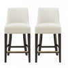 Beever Modern Chenille Wood Counter Stool in Cream - Set of 2 Bar Stool