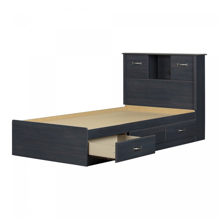 Ulysses Storage Bed And Bookcase Headboard Set Blueberry - South Shore