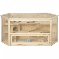 Pawhut Wooden Large Hamster Cage Mouse Rats Small Animal Exercise Play House 3 Tier With Tray, Seesa