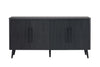 Jodie Mid-Century Modern 65\" Fluted Sideboard in Charcoal Gray Buffet