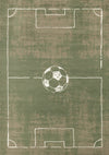 Florence Green Brown White Soccer Field Rug, 6'7\" x 9'6\" Indoor Area Rug