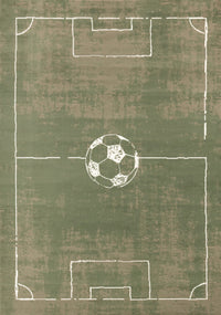Florence Green Brown White Soccer Field Rug, 6'7