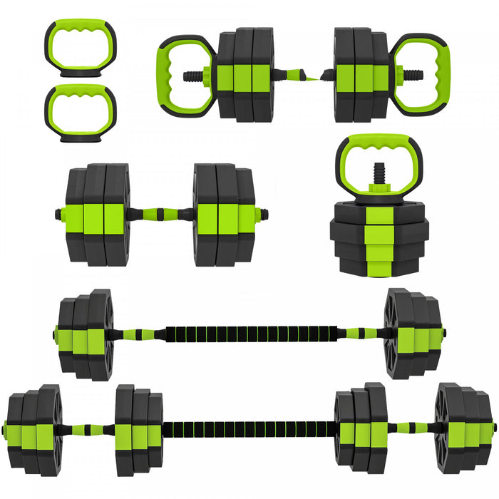 Soozier 6-in-1 Adjustable Dumbbell Set, 66lbs Free Weights Set, Green