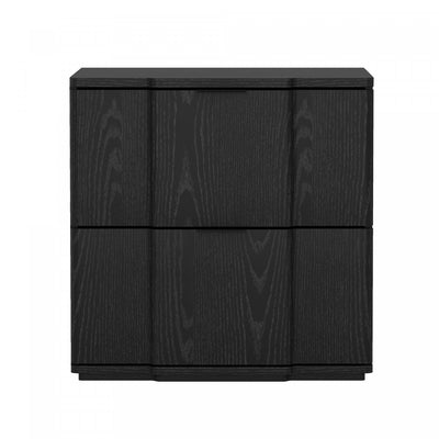 Clive Mid-Century Modern 22" Nightstand in Black (2-Drawer) | Table de nuit Clive style milieu du siecle 56 cm en noir (2 tiroirs)