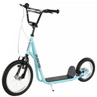Aosom Youth Kick Scooter With Adjustable Handlebar And 16'' Inflatable Rubber Wheel For Kids And Tee
