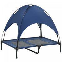 Pawhut Elevated Cooling Pet Bed Portable Raised Dog Cot With Canopy For Medium Large Sized Dogs, Ind