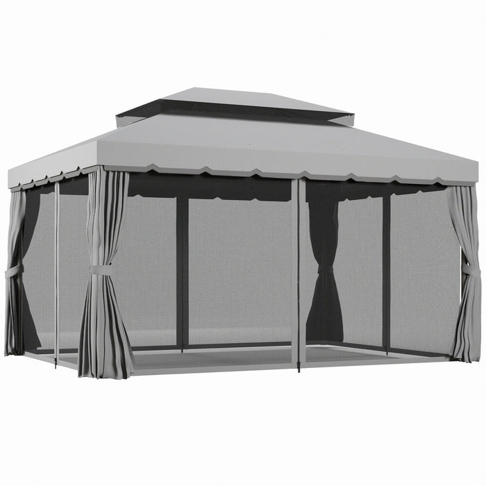 Outsunny 13' x 10' Outdoor Patio Gazebo Canopy, Light Grey