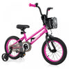 Costway 14\" Kid's Bike With Training Wheels Adjustable Handlebar & Seat Handbrake Pink
