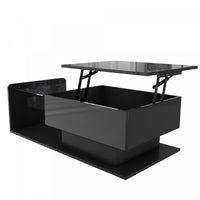 Jonson Modern Lift-top Coffee Table With Led Lighting,high-gloss Black 