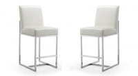 Element Modern Metal Upholstered Counter Stool in Pearl White - Set of 2